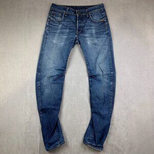 G Star Raw Mens Pants 29 Blue Denim Jeans Arc 3D Slim Distressed Rigid 29x30